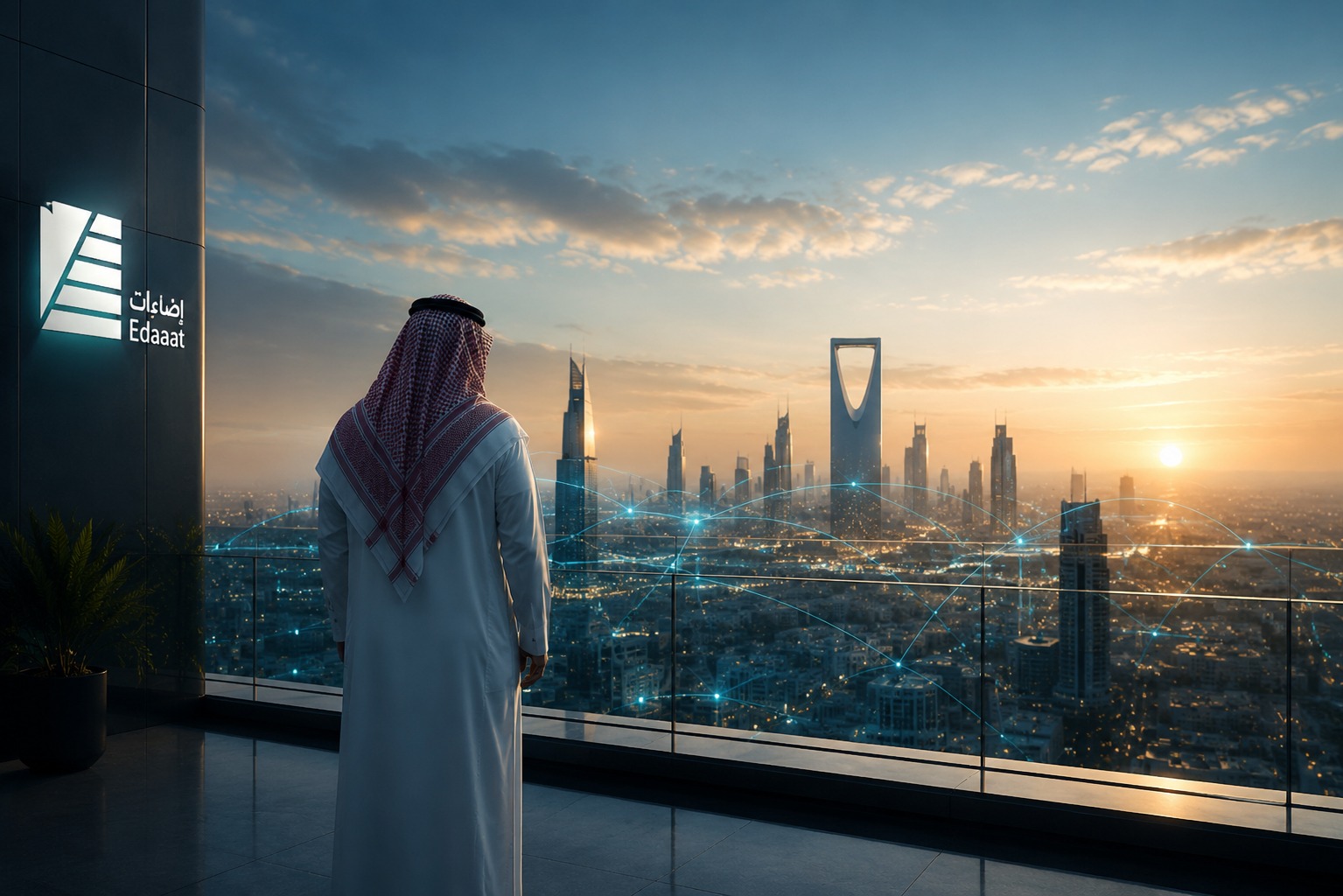 Business leader looking toward the Riyadh skyline